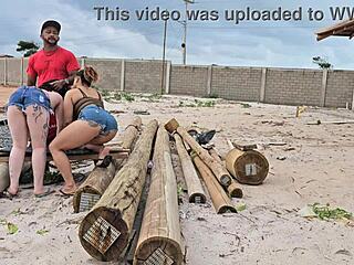 brazilian carpenter gets surprised payment from big tits owners