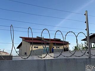 I caught my hot neighbor Drii Cordeiro using a sex machine in her backyard!