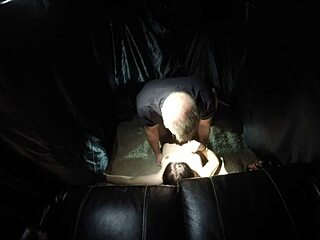 Skinny britney madison gags in van