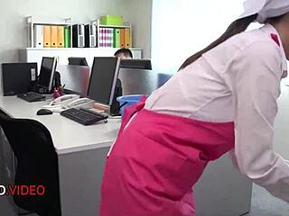 Asian office lady chihiro akino sizzles with hardcore blowjob and creampie delights