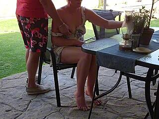 Mutual masturbation turns into standing doggystyle fucking with my stepmom outdoors ending in creampie!