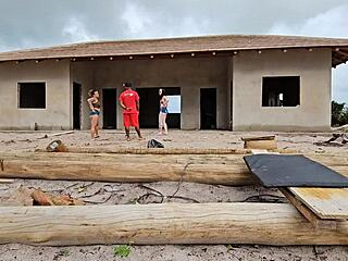 brazilian carpenter gets surprised payment from big tits owners