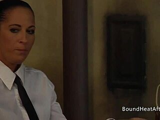 Hot blonde slave fingered by horny madame!