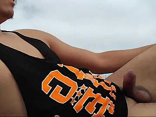 Guy spills milk on the nude beach