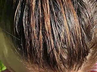 wet girl gets fucked in slobbery mouth on hot summer day