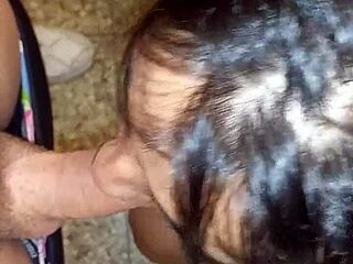 the latina shemale sucks my cock then i fuck her ass in the kitchen close up