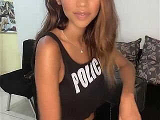 Brazilian slut screams in cop fantasy!