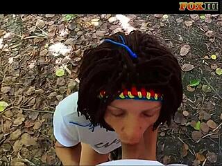 Bold POV Blowjob and Handjob in Public Park Until Cum in Mouth