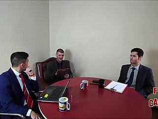 company tests sofa with milf employee