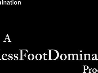 roxanne caged in stockings as slave for footjob femdom