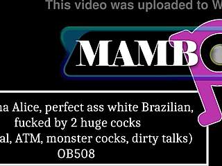 Laurinha Alice's perfect ass fucked by two huge cocks in DP anal