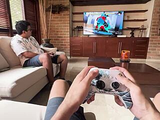 MILF Fucks Stepbrother's Friend with Wet Pussy