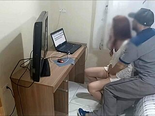 young girl alone gets horny maintenance guy with hidden camera