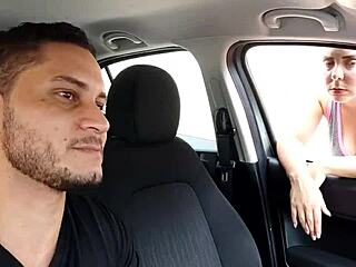 Picking up the redhead on the street for deepthroat blowjob and anal fuck.