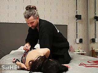 Does Asian Model Like Rough Bondage With Leather Cuffs?