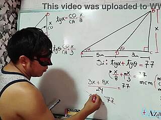Intense triangle of pleasure for asian student and teacher in bedroom