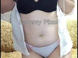 horny brunette lammy pixel stripteases and shows off her gorgeous ass