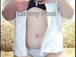 horny brunette lammy pixel stripteases and shows off her gorgeous ass