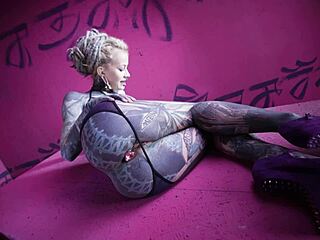 tattoo goth punk fingers anal with buttplug gaping pierced nipples