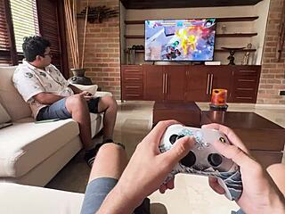 MILF Fucks Stepbrother's Friend with Wet Pussy