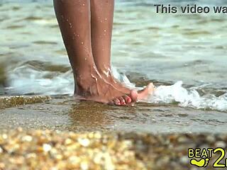 my giggles feet getting sandy at the beach behind the scenes with tattoos and long hair
