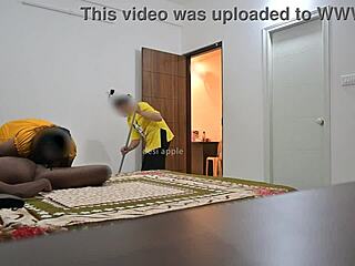 Blowjob And Hard Fucking While Maid Cleans Room