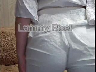 horny brunette lammy pixel stripteases and shows off her gorgeous ass