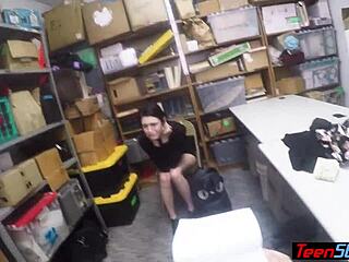 Pale tiny teen suspect gets punished and fucked by LP officer at work 😈
