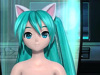 Hatsune miku in full nude cat costume mod