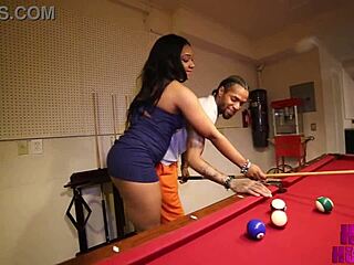 Petite Black Teen 18+ Blumere Fucked on Pool Table by Green Eye Stud