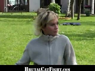 Slutty Blondes Fight Over Cock Sucking!