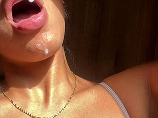 Big booty latina couple engages in intense face fucking and ass play.