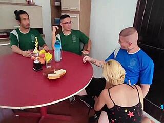 Soccer Team Makes Slut Suck Whole Team