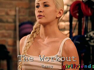 Fit blonde works out plump pussy.