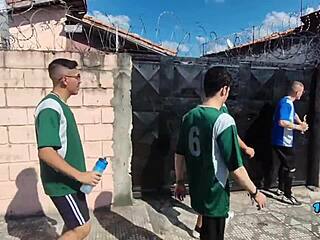 Soccer Team Makes Slut Suck Whole Team