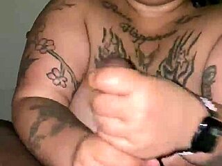 chubby bbw sucks and polishes black chubby cock