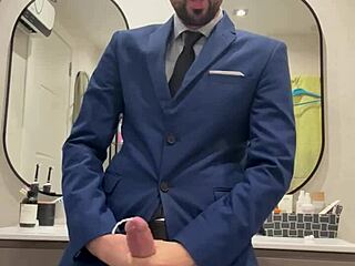 hot daddy jerking off busts thick load