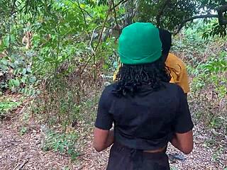 Walking outdoors with petite Vera casually