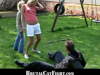 Slutty Blondes Fight Over Cock Sucking!