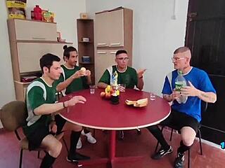 Soccer Team Makes Slut Suck Whole Team