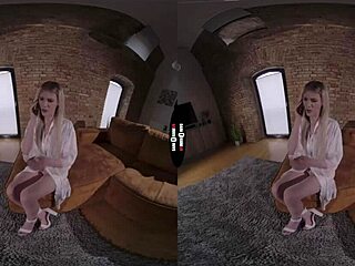 Blonde Bride Gives Intense Blowjob in Dark Room VR Wedding