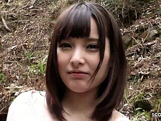 Petite japanese teen gives first blowjob to old men