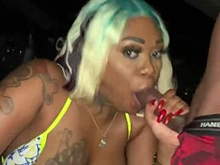 Creampied at pool party public sucking blowjob bent over