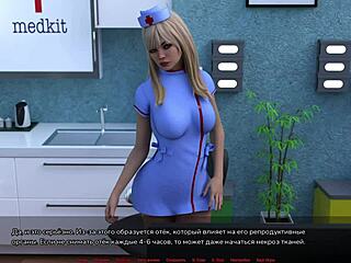 אחות נועזת עם משקפיים מזיינת באצבע את התחת של זונה בסצנה חיצונית בבית חולים ציבורי