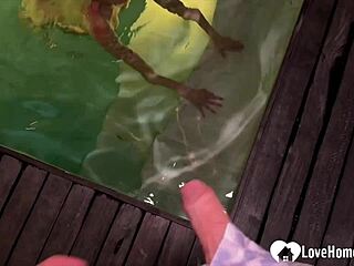 blonde slut flirts at bar then gets bent over for pov poolside sex with stranger