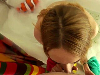 The beautiful milf invited me to the bathroom, grabbed my monster cock, and started sucking it