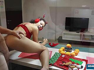 hot couple julia and alex enjoy holiday treats