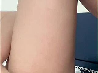 Cute young girl dancing and stroking pussy