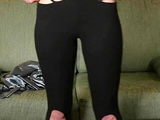 Photoshoot With Hazel Ash Modeling A Shiney Button Down With Yoga Pants Leggings