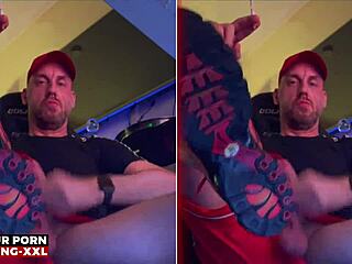 hey, check out prollking xxl showing off his big dick in sneakers